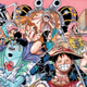 Straw Hat Pirates group around one another and arm themselves for battle with smiles on their faces.